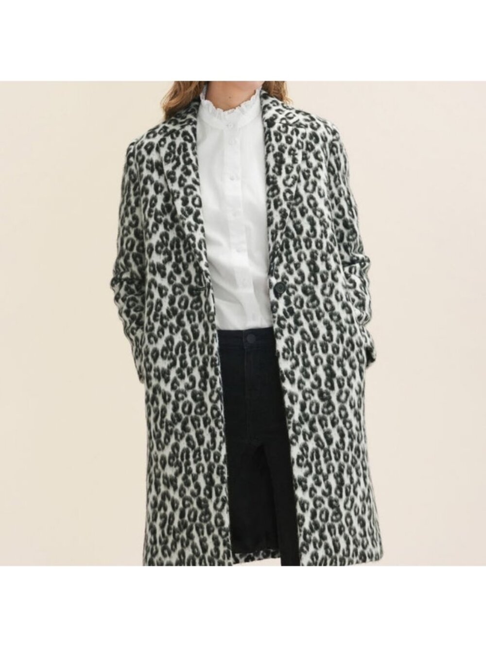 Maison Cinqcent 500 Jacket Leopard Print Winter Coat Black White Womens Medium